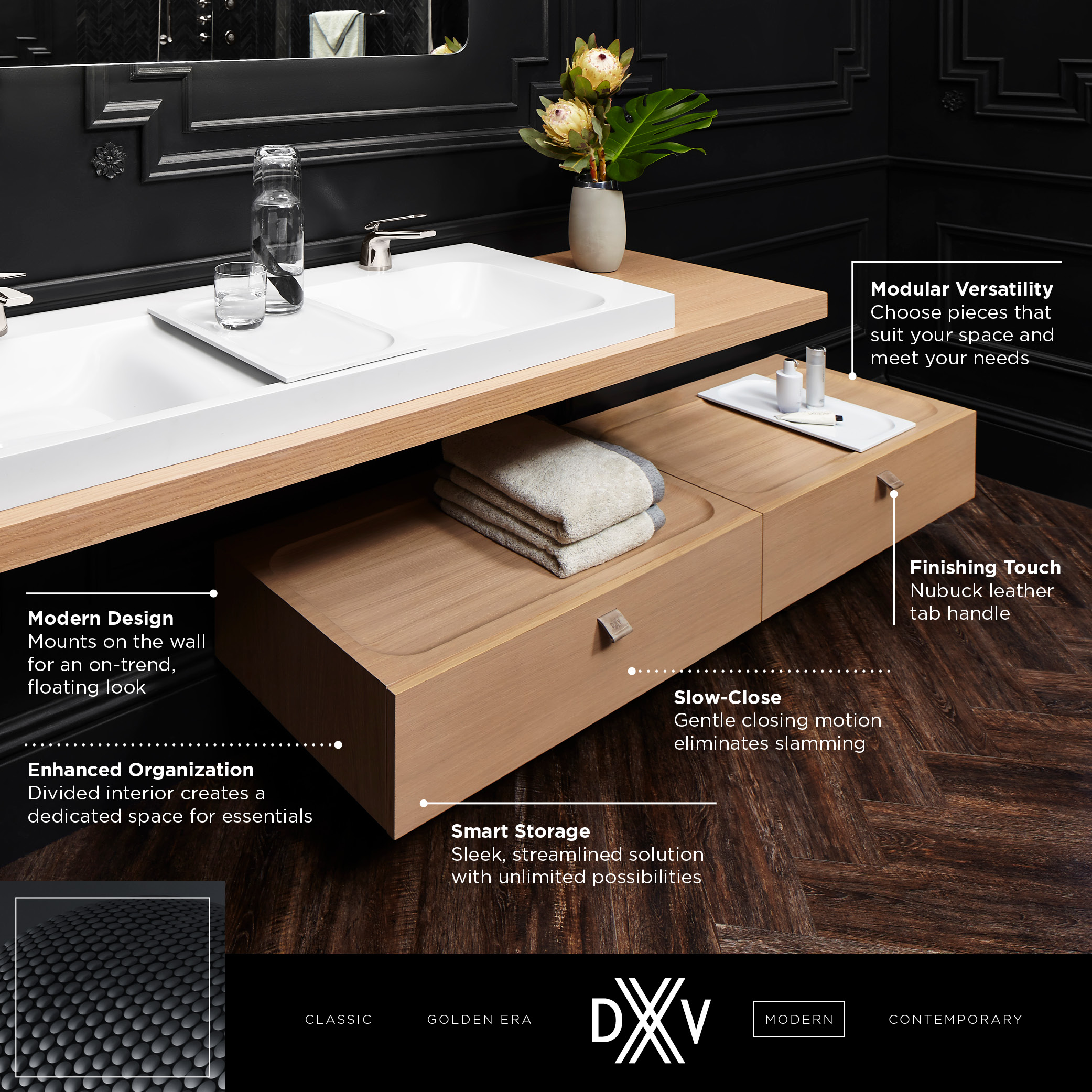 DXV MODULUS 36-INCH WALL-MOUNTED DRAWER UNIT